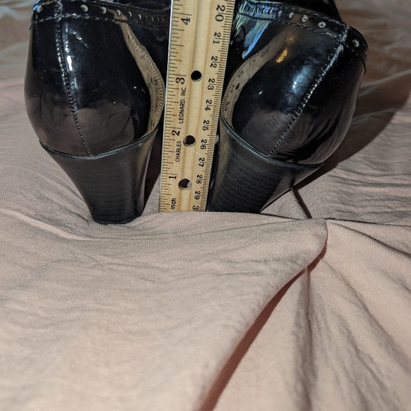 Covington Sheena Black Patent Gray Oxford Block Heel Laces Size 8 Dark Academia - Picture 9 of 10